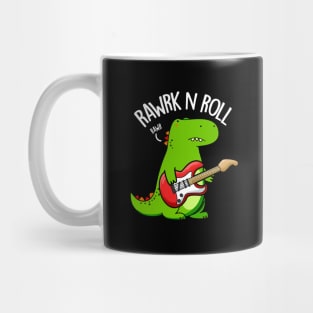 Rawrk And Roll Cute Rocker Dinosaur Pun Mug